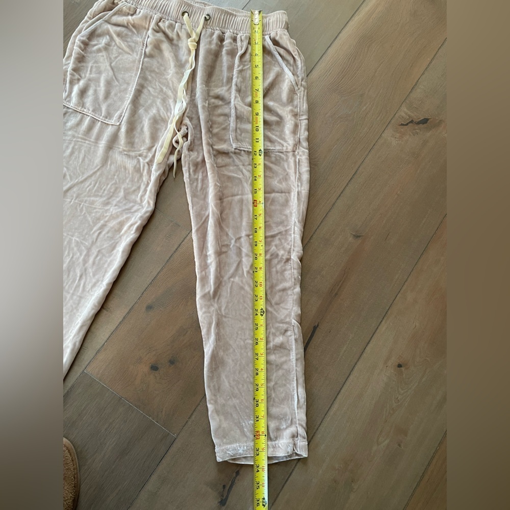 Young Fabulous & Broke Velour/Silk Tan Joggers, size small - Picture 5 of 7